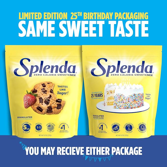 SPLENDA Zero Calorie Sweetener, Granulated Sugar Substitute, 9.7 Oz, (Pack of 4)