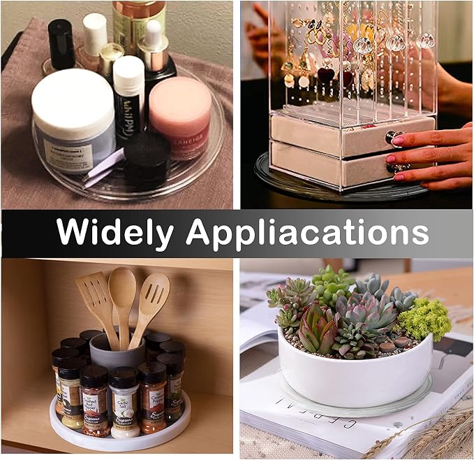 6 Inch Acrylic Turntable Organizer, 2 Pcs Clear 360 Degree Rotation Round Turntable for Kitchen Pantry Table Countertop Cabinet Decorating