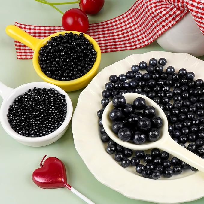 Dazzjoy Black Pearl Sprinkles, Food Grade, Edible Black Sugar Pearls for Cake Decorating, 150g/5.29oz, Cake Decoration & Cupcake Toppers, Cookies, Ice Cream, Wedding Party Valentines Supplies