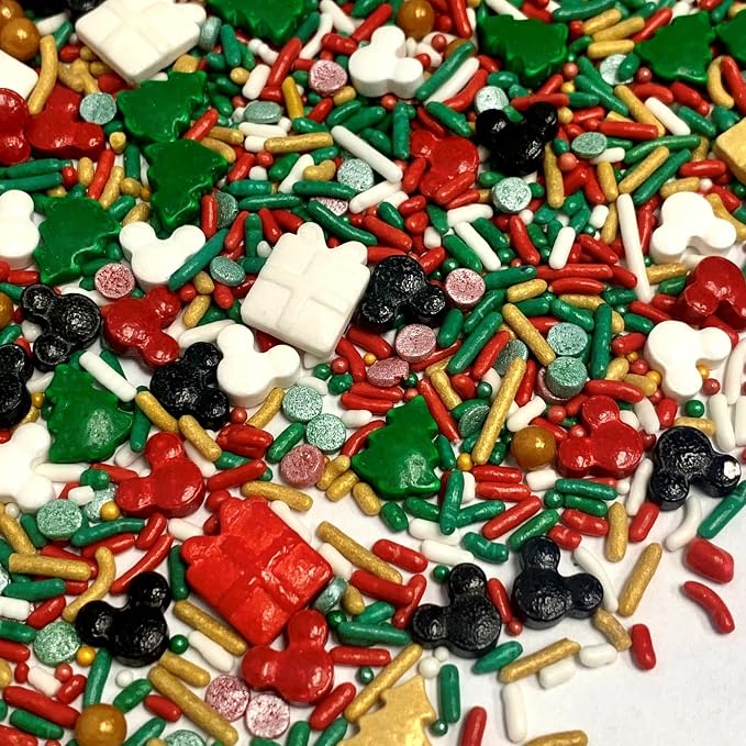 COOL MOM SPRINKLES Christmas Mouse Sprinkles (4 oz.) – Themed Sprinkles for Decorating Birthday Cakes, Cupcakes, Cookies & Desserts – Mixed in the USA/Gluten-Free (Christmas Mouse)