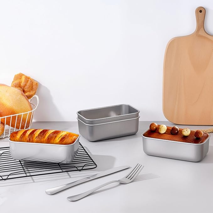 LIANYU 16 Pack Mini Loaf Pan for Baking Bread, 6.3 x 3.5 Inch Stainless Steel Small Bread Tin Loaf Pan for Homemade Meatloaf, Metal Loaf Baking Pan Mold for Banana Sourdough Sandwich, Dishwasher Safe
