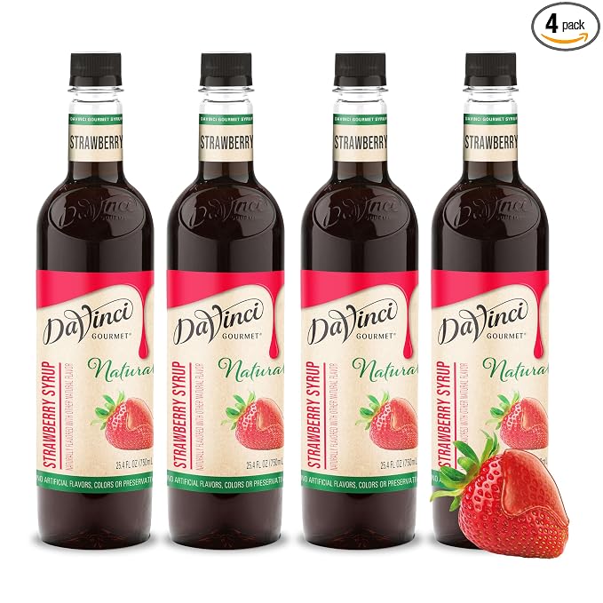 DaVinci Gourmet Naturals Strawberry Syrup, 25.4 Fluid Ounces (Pack of 4)