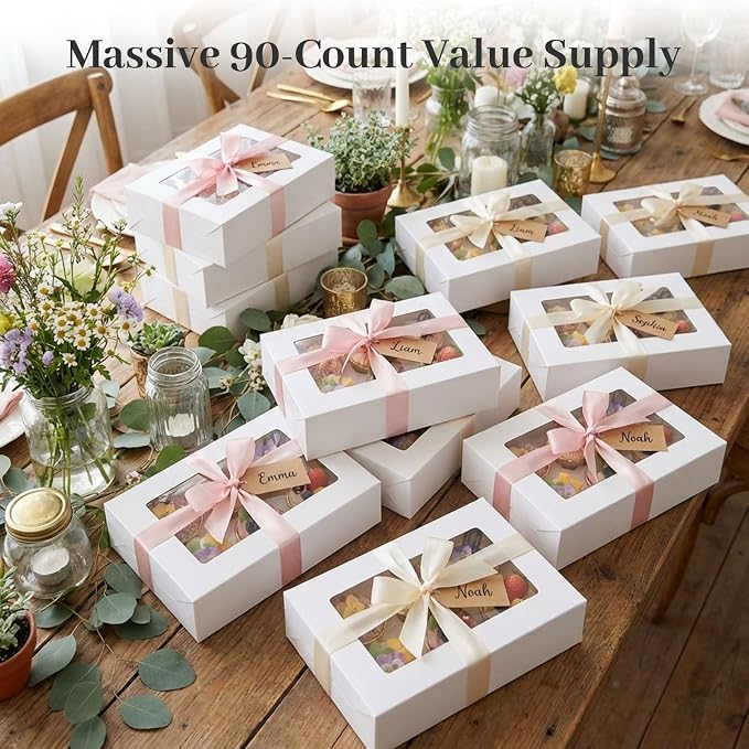 VGOODALL 6 Count White Cupcake Boxes, 15 Pack Cupcake Containers, 9.5 x 6.3 x 3 inches, Holding 90 Pastry Box for Birthday Holiday Party Bakery Supplies
