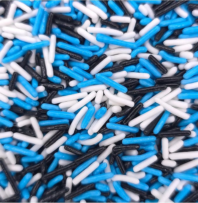 NCS Black, Blue & White Jimmies Edible Sprinkles – Cupcake, Cake & Cookie Decorations, 7 oz
