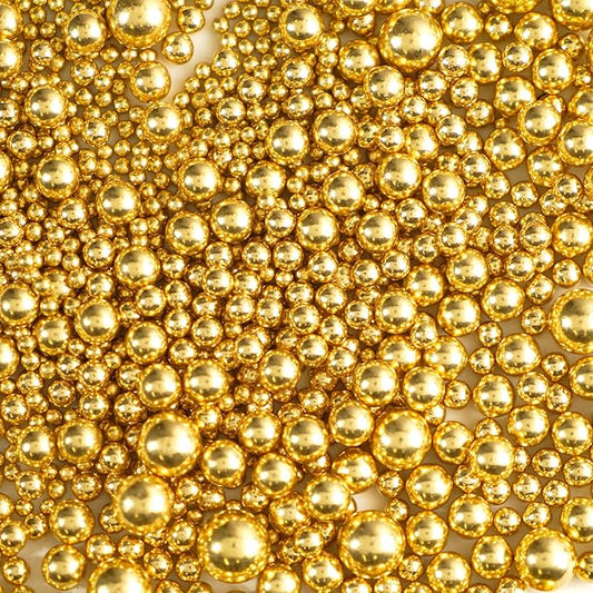 Dazzjoy Gold Pearl Sugar Sprinkles, Edible Candy Sprinkles, Cake Toppers and Cake Decorations, Mix Size, Cookie Decorating, Ice Cream, Patriotic Wedding Party Holiday Supplies, 130g/4.58oz