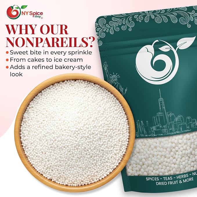 NY Spice Shop Ivory Nonpareils - 3 Pound Colorful Candy Sprinkles - Ivory Nonpareil Candies - Candy Sprinkles for Decorating Cupcakes, Cookies, Cakes, Chocolates and Desserts