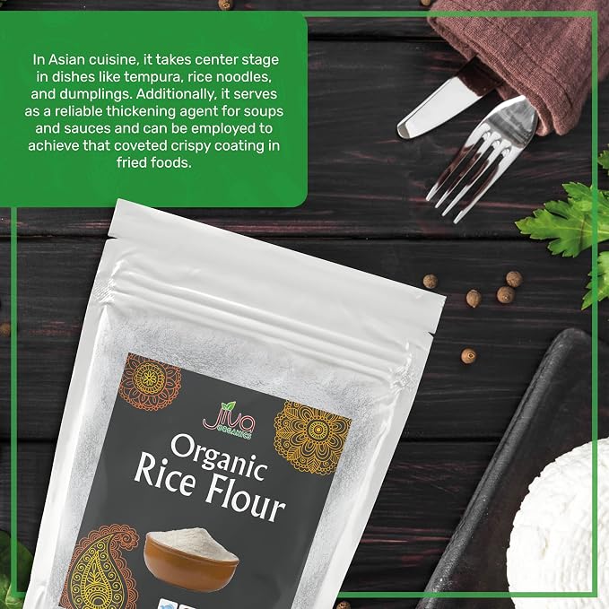 Jiva Organics Premium White Rice Flour 2 LB Bag - Gluten Free, Non GMO