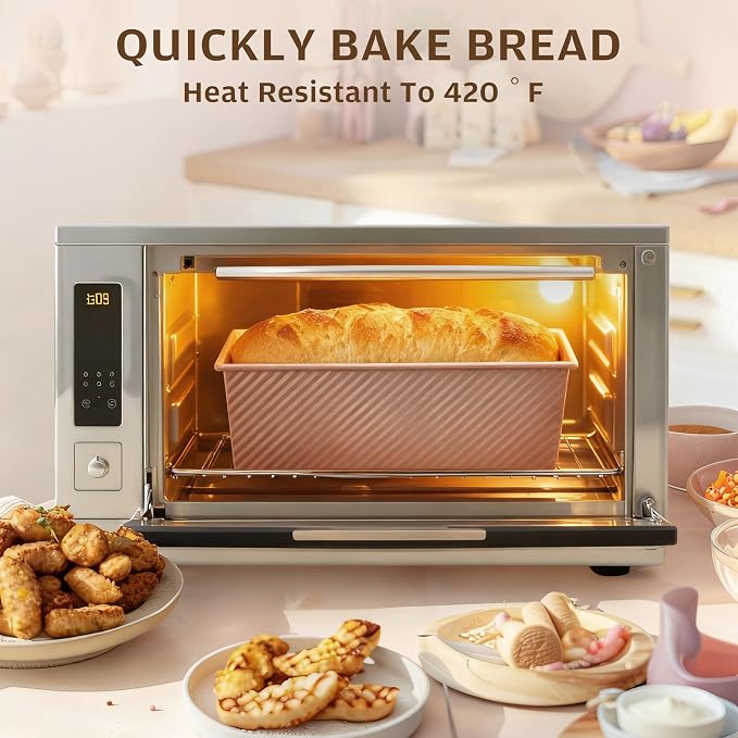 KITESSENSU Pullman Loaf Pan with Lid, 2Lb Dough Capacity Non-Stick Bakeware for Baking Bread, Sandwich & Toast Oven Baking, Gold