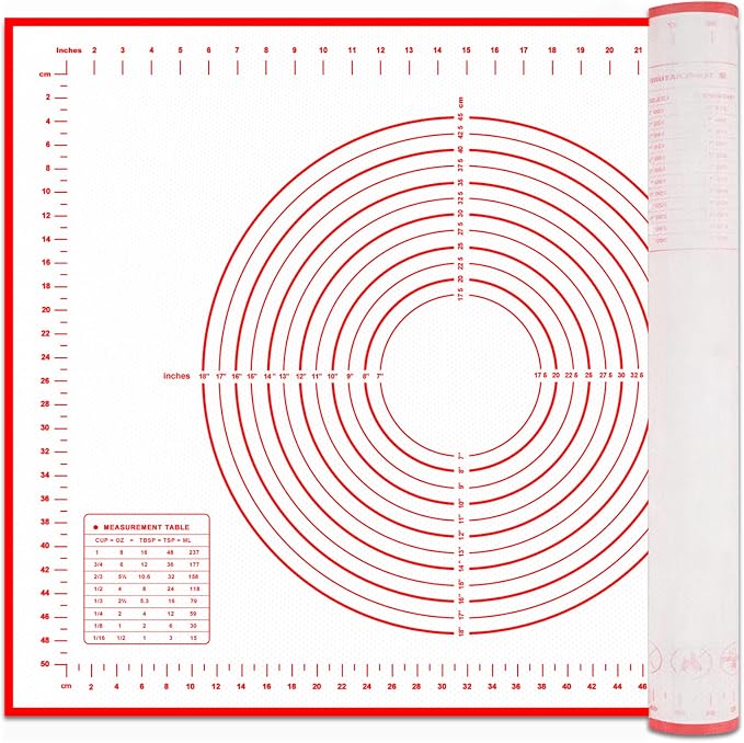 HOOMIL Silicone Baking Mat, 32"x24" Non-Stick, Non-Slip Extra Large Pastry Mat with Measurements for Rolling Dough, Bread Pie Crust Pizza Cookies Fondant Making
