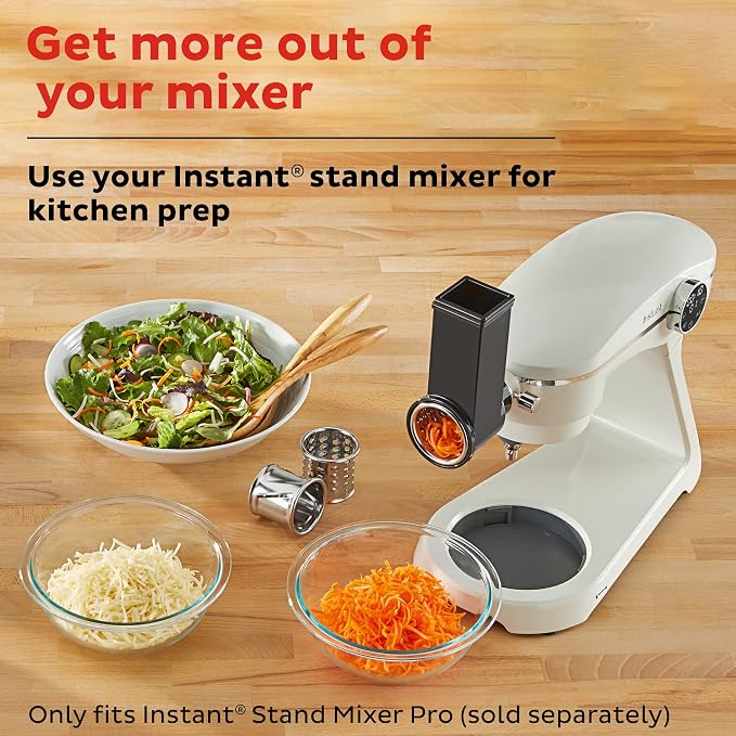 Instant Pot Slicer/ Shredder Attachment for Instant Stand Mixer Pro, Includes 2 Shredding Blades, Slicing blade, Food Pusher and Feeder Housing, Vegetable Chopper, Cheese Grater Attachment
