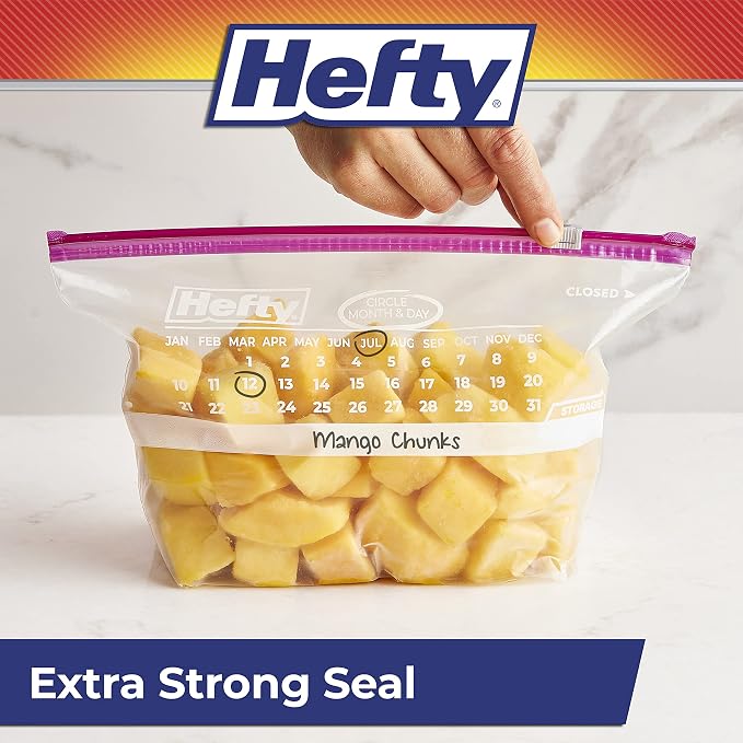 Hefty Slider Calendar Storage Bags,Half Gallon Size,256 Total,32 Count (Pack of 8)