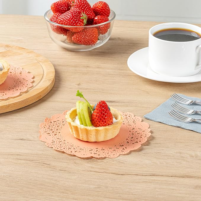 Restaurantware Paper Doilies 4000 Count 6 Inch Coral Lace Disposable Placemats for Catering Round Decorative Table Setting Doilies for Desserts