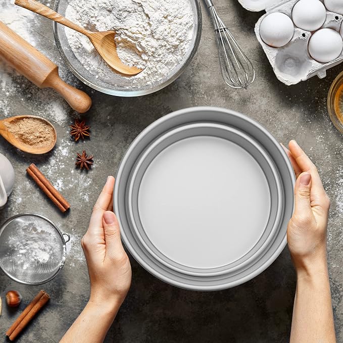 Last Confection Round Cake Pans, Includes 6" x 2" and 9" x 2" Anodized Aluminum Cake Pans, 2pc Baking Tin Set