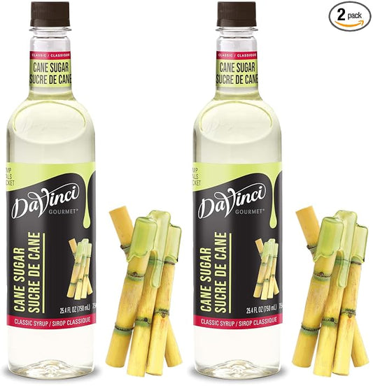 DaVinci Gourmet Cane Sugar Syrup, 750 ml Bottle (Pack of 2)