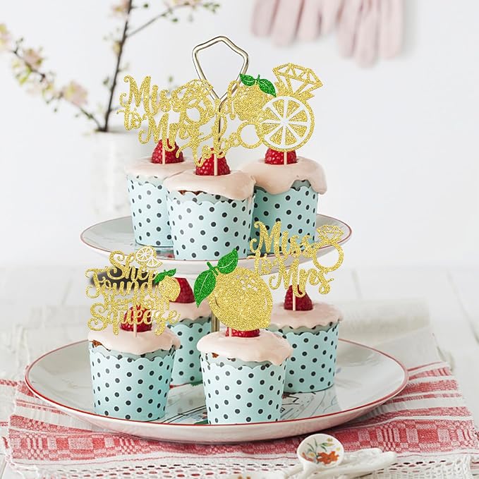 Rsstarxi 30 Pack Birde to Be Cupcake Toppers She Found Her Main Squeeze Cupcake Picks for Miss to Mrs Theme Bridal Shower Wedding Engagement Party Cake Decorations Supplies