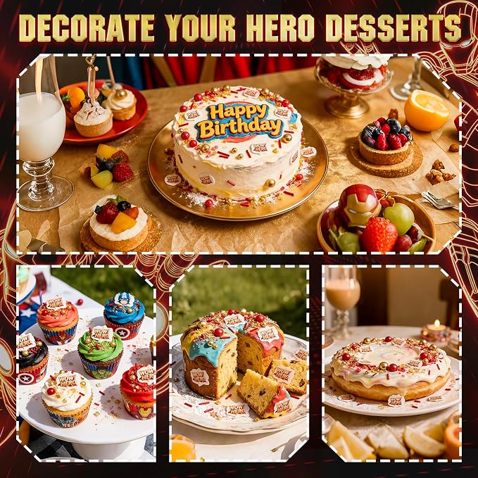 Edible Hero Sprinkles,Red Gold Pearls and Jimmies Sprinkle Mix Heroes Wafer Paper,130g,Movie Theme Cake Cupcake Cookie Donut Decorations for Birthday,Graduation,Father's Day,Hero Themed Party,Superhero Party Supplies