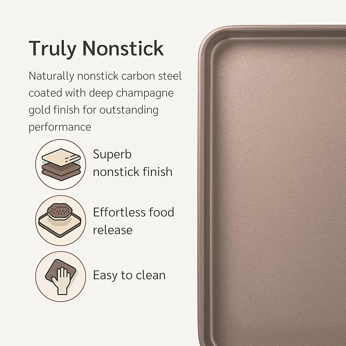 HAPPIELS 9x13 inch Nonstick Quarter Sheet Pan 2-Pack, PFOA & BPA Free | Rimmed Baking Sheet Set, Premium Quality Non-Stick Cookie Sheets for Baking