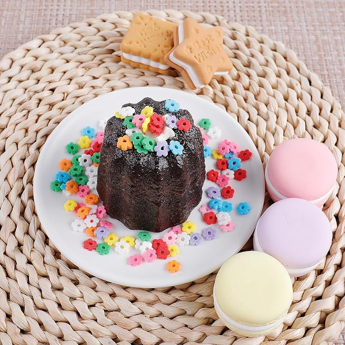 Rainbow Flower Sprinkles, Edible Flowers for Cake Decorating, Colorful Confetti Sprinkles Mix for Baking Topping, Cupcakes, Cookies, Ice Cream, Spring Birthday Party Easter Holiday Supplies