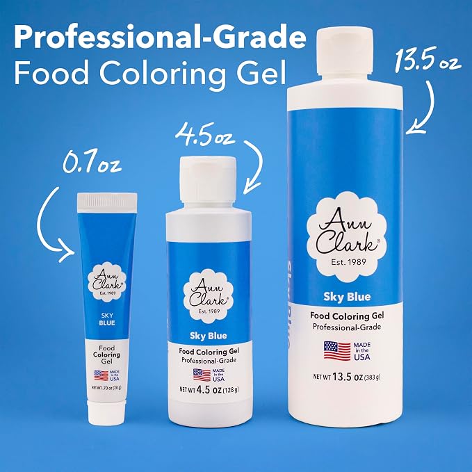 Ann Clark Sky Blue Food Coloring Gel Extra Large 13.5 oz Professional Grade Made in USA
