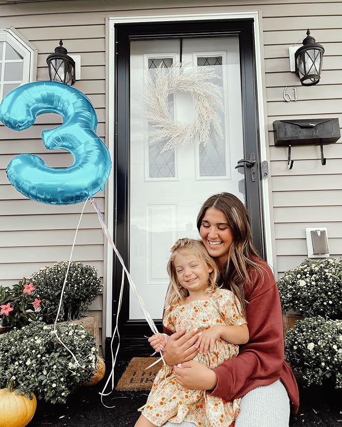 Pearlescent Blue 9 Balloon, Number Balloons 40 Inch, 9th Giant Birthday Decorations for Boys Girls, 19th 29th Party Decorations Supplies, Number 9 Balloon
