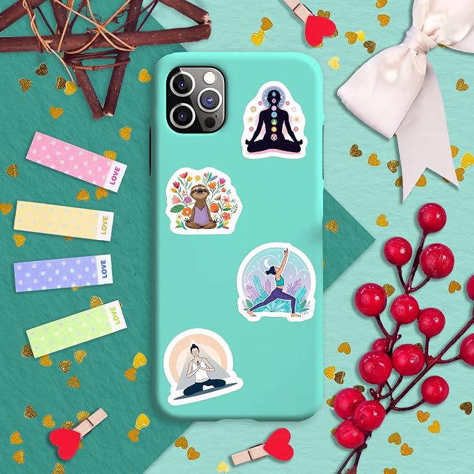 100Pcs Yoga Stickers for Planner, Water Bottle - Yoga Gifts for Women, for Yoga Instructor - Gift for Women & Men