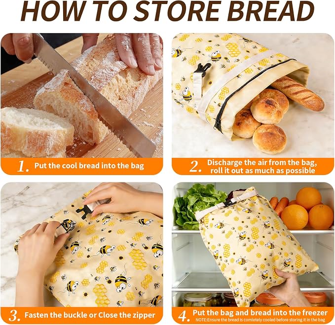 2 Pack Beeswax Bread Bags for Sourdough, Reusable Cotton Linen Bread Storage Bags for Homemade Bread, XL 17'' x 13'', Zipper Closure, Freezer Safe
