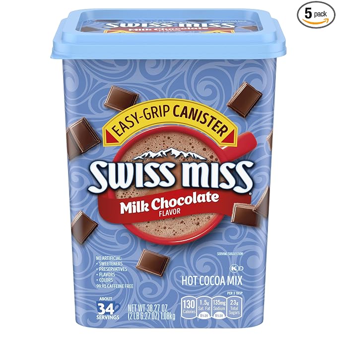 Swiss Miss Milk Chocolate Flavor Hot Cocoa Mix Canister, 38.27 oz. (Pack of 5)