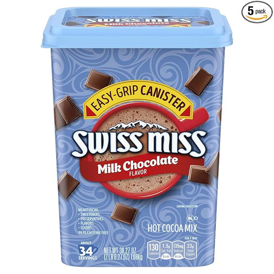Swiss Miss Milk Chocolate Flavor Hot Cocoa Mix Canister, 38.27 oz. (Pack of 5)