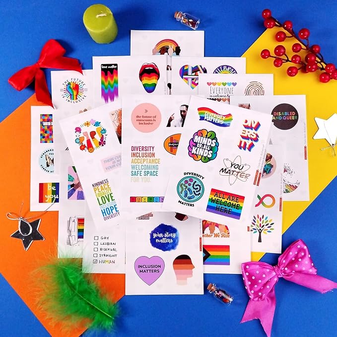 100Pcs Diversity & Inclusion Stickers for Water Bottle and Laptop - Social Awareness Party Supplies & Decorations, Waterproof Vinyl Unity Decals, Diversity Stickers Laptop, Gifts for Women & Men