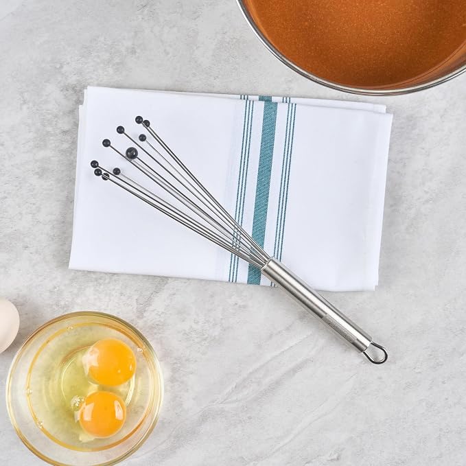 Restaurantware 10.5 in Stainless Steel Ball Whisk with Silicone Tips - 24 Pack - German Standard Sauce & Gravy Whisk, Non-Scratch, Dishwasher Safe - Non-Stick Silicone Ball Whisk for Baking