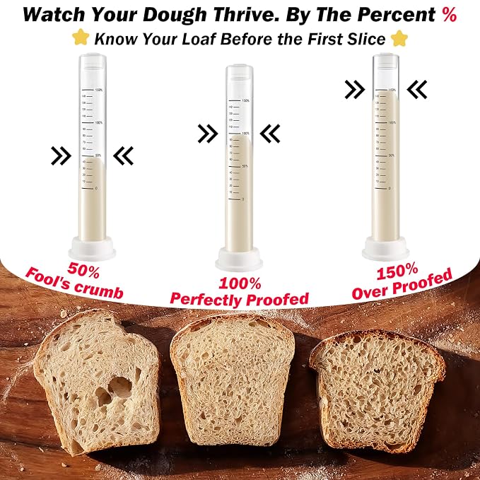 Aliquot Method Jar Sourdough Fermentation Tracker - 2 Pack Objective Measure of Dough Rise, Gift for Bakers, Bread Proofing, Beginners with Filling Pump, Discharging applicator, Silicon Base, Lid