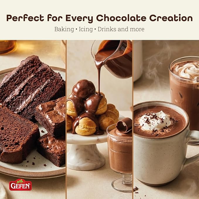 Gefen 100% Pure Premium Dutch Processed Cocoa Powder, 7oz | High-Fat (20%) Alkalized for Moist Baking & Rich Dark Color | Unsweetened Baking Cocoa | Kosher for Passover & Year-Round