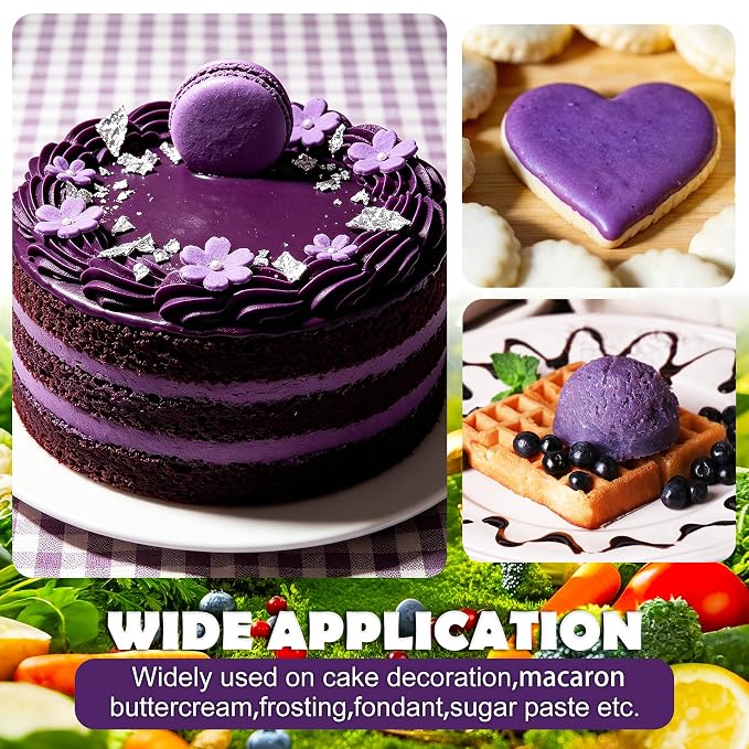 Natural Purple Food Coloring - Dye Free Natural Food Dye, FD&C Artificial Dye Free Liquid Food Coloring for Baking, Cake Decorating, Frosting, Icing, Easter Eggs, Fondant, Cookies & More, 2 fl. oz