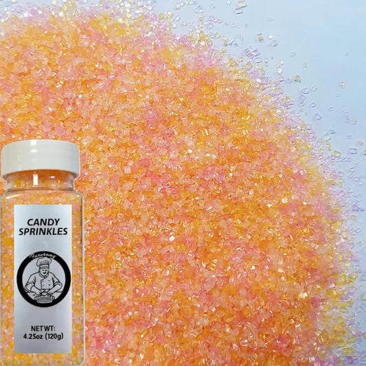 HeDeon&Rles Edible Yellow Pink White Sanding Sugar Crystals for Baking 120g/4.23oz Sparkling Sugar Crystals for Baking Cake Cupcake Icing Top Birthday Wedding Easter Halloween Christmas Supplies