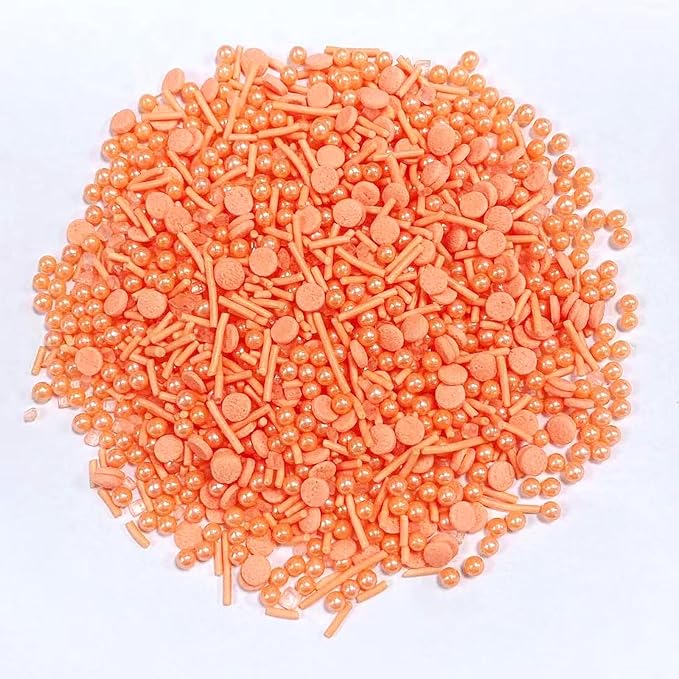 Sentovac Orange Sprinkles Edible Orange Round Confetti Jimmies Pearls for Cake Decorating Candy Cupcake Cookie Baking Ice Cream Dessert Vanlentine Halloween Christmas Holiday Decorations