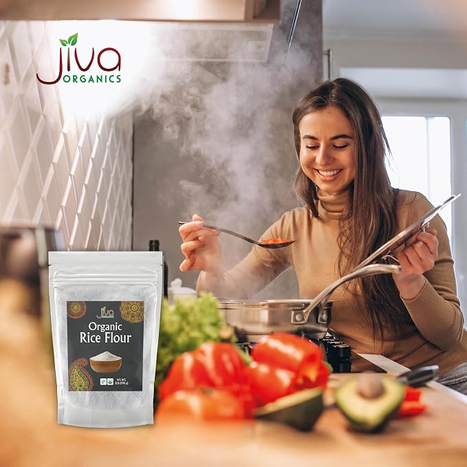Jiva Organics Premium White Rice Flour 2 LB Bag - Gluten Free, Non GMO