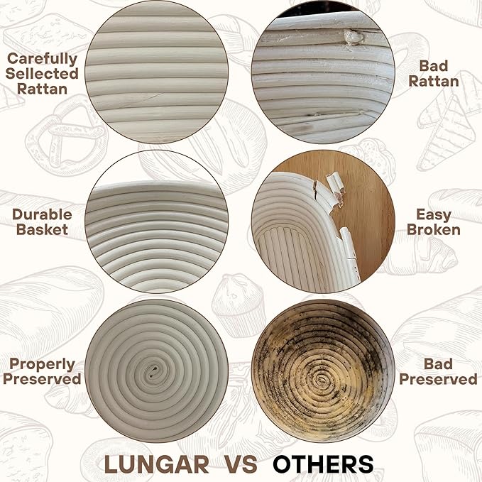 [Upgraded] Banneton Bread Proofing Basket 2 pack 9" Round With Liner, Natural Rattan Bread Basket Perfect for Professional & Home Sourdough Bread Baking, Artisan Sourdough Bread. (Set 2 pack 9" Round)