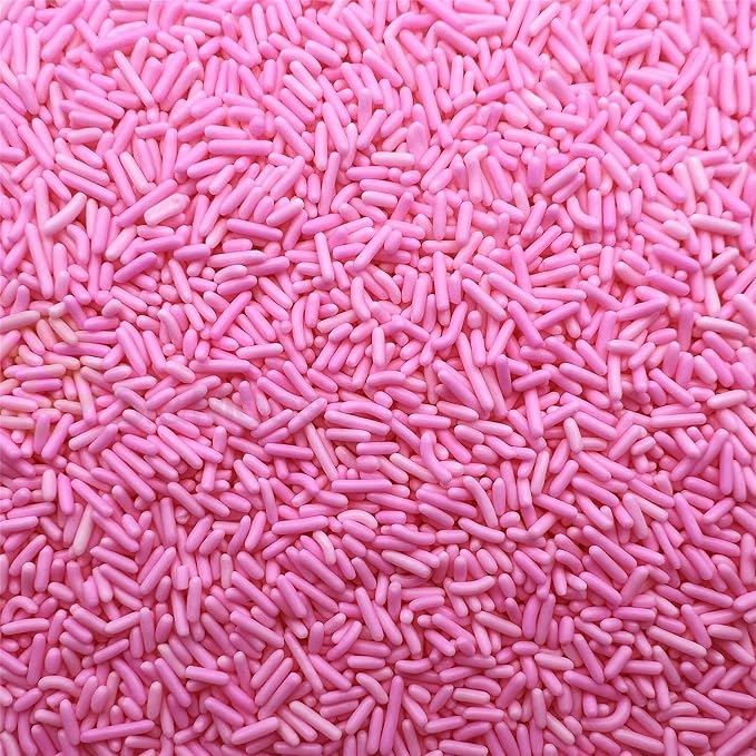 SE Si&Moos Pink Sprinkles Edible Pink Jimmies Soft Jimmy Sprinkles Halloween Cake Decorations Christmas Cookie Decorations for Topping Ice Cream, Cookies, Cakes, Cupcakes, Dessert Decorating 2.75 OZ