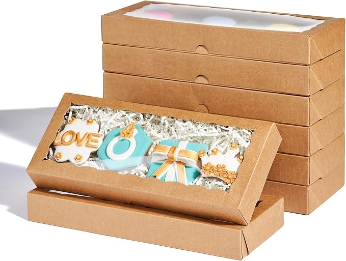24PCS 12 x 5 x 1.5 inches Premium One Piece Cookies Boxes, Bakery Boxes for Father's Day and Holiday Cookie Gift Sets