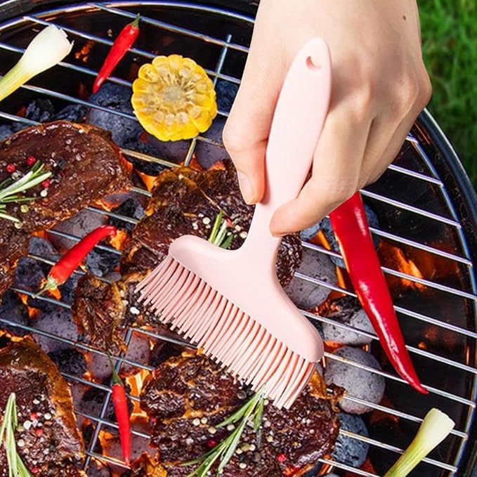 Basting Brush for Cooking, Heat Resistant Enlarged Brush Head Food Grade Silicone Effortless Cleaning Silicone Basting Brush, Dishwasher Safe Steel Core Silicone Brush for Oils Butter Marinades