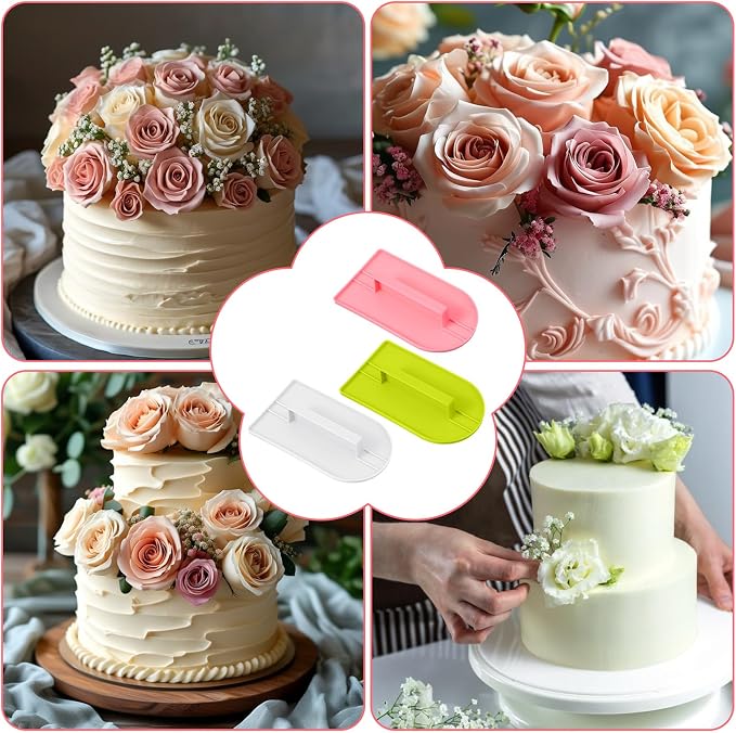 3pcs Icing Smoother, Fondant Smoother, Cake Smoother for Icing, Cake,with Handle 5.67 X 3.15in, Pink, Green, White