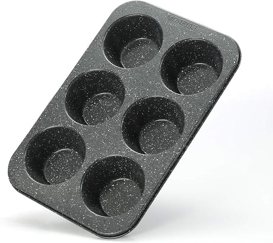 Monfish extra large muffin pan jumbo cupcake tray Carbon steel stone finish 3.5 inch cup