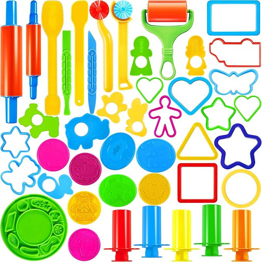 JOYIN 44 Clay Tools Set for Kids, Clay Accessories with Various Plastic Molds, Rolling Pins, Cutters, Gift for Boys Girls