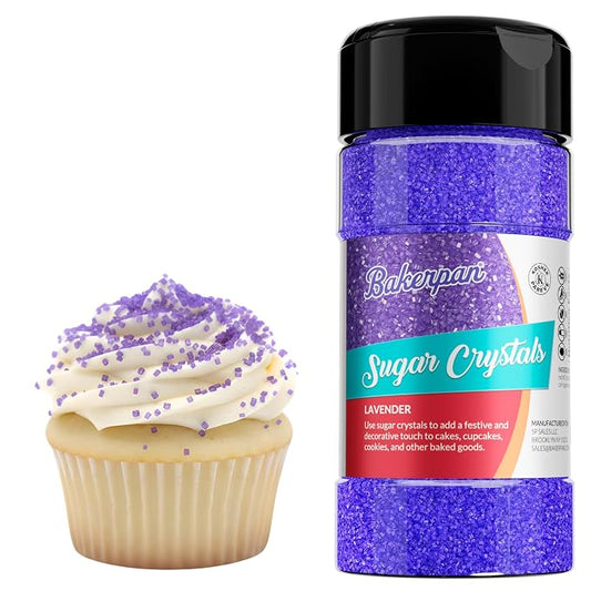 Bakerpan Lavender Sugar Sprinkles for Baking - 7 oz Coarse Sparkling Decorating Sugar Crystals for Baking Topping, Cookies & Cupcakes | Kosher, Gluten-Free, Made in USA