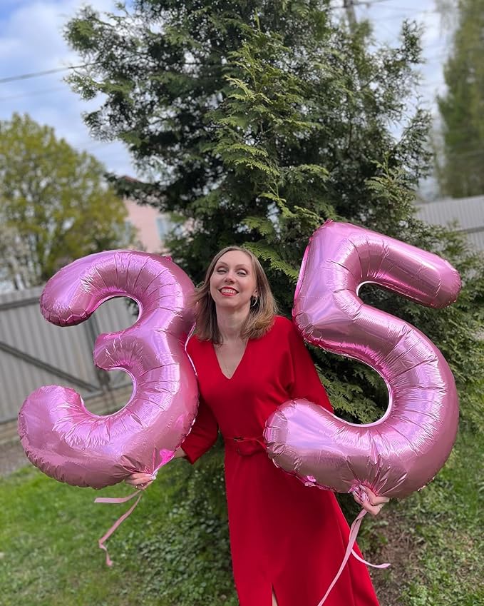 Pink Number 7 Balloon 40 Inch, 7th Birthday Party Decorations for Children, Giant 7 Foil Balloon for Party Supplies