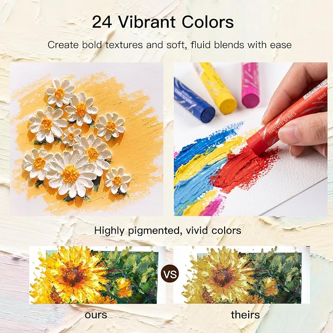 rubens 48 Soft Oil Pastels Set with 30 Sheets, Knife, Board, Tape for Beginners