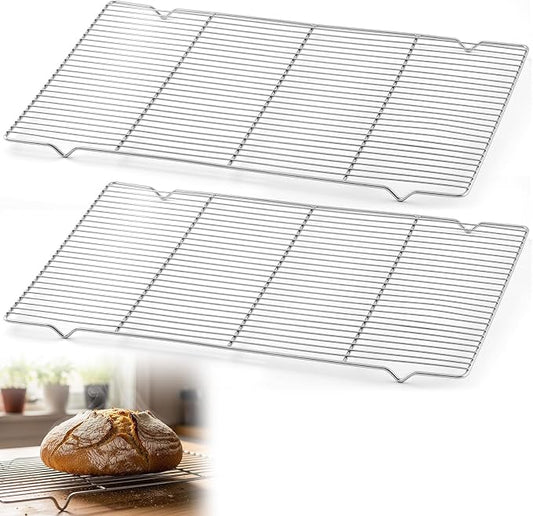 Lounsweer 2 Pack Cooling Racks, 24L x 16W x 1H Stainless Steel Wire Rack for Baking Sheet, Large Cookie Cooling Rack, Oven Safe Cooking Racks for Sheet Pan, Dishwasher Safe, Full Size