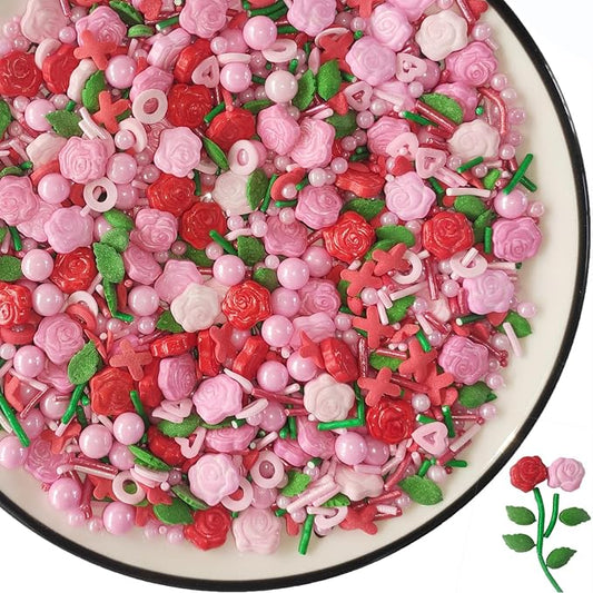 Candy Valentine's Day Rose Edible Cake and Cupcake Sprinkles Cake Topper Sprinkles Decoration Candy Cupcake Dessert Cookie Holiday