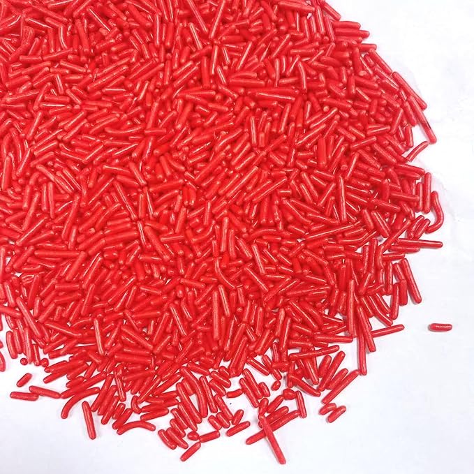 PhilaeEC Red Jimmies Sprinkle Edible Soft Jimmies Sprinkle for Cake Decoration Cupcake Topper Cookie Baking Decorations Halloween Christmas Valentine Supplies 2.75oz/78g