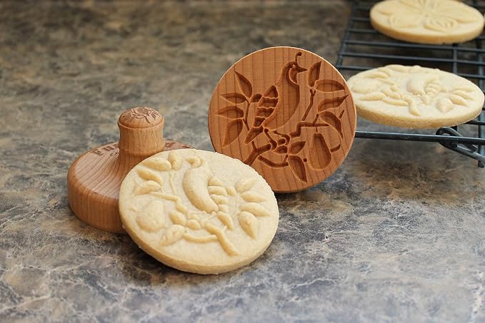 Wood Cookie Stamp, 2.5 Inch (Partridge in a Pear Tree CS-004)